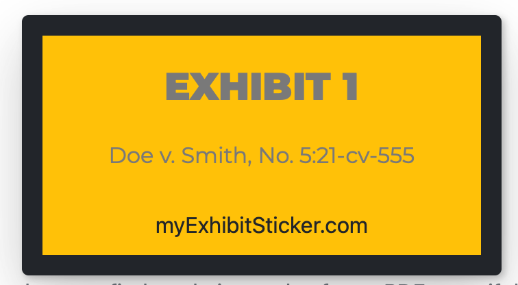 exhibit sticker example